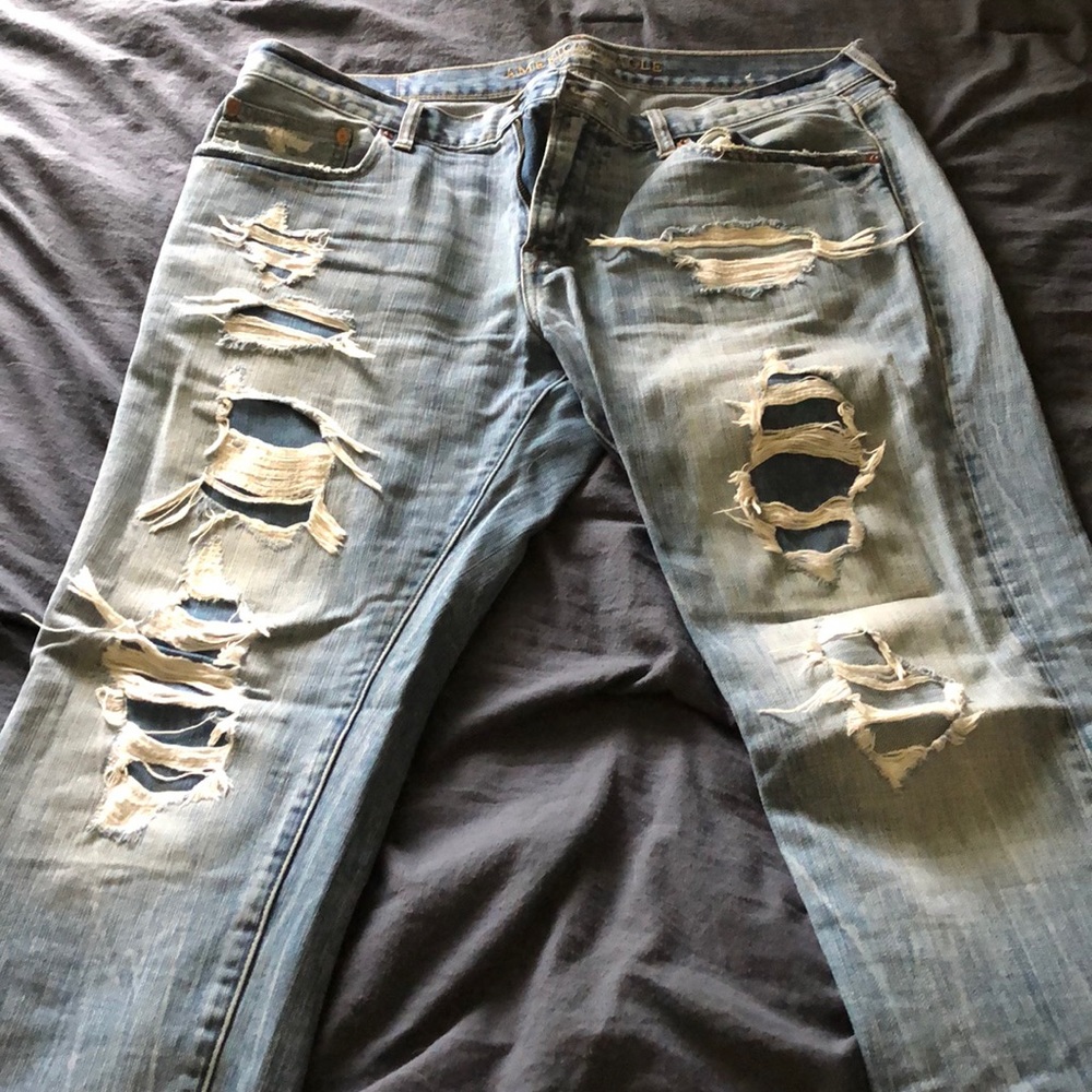 American Eagle extremely distressed jeans